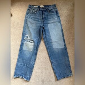 Mid-Rise Patchwork 90s Baggy Jeans